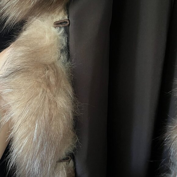 Mahogany Mink Fur Coat Size 10 Dyed Fox Tuxedo Long York Furrier Great Condition - Picture 6 of 16